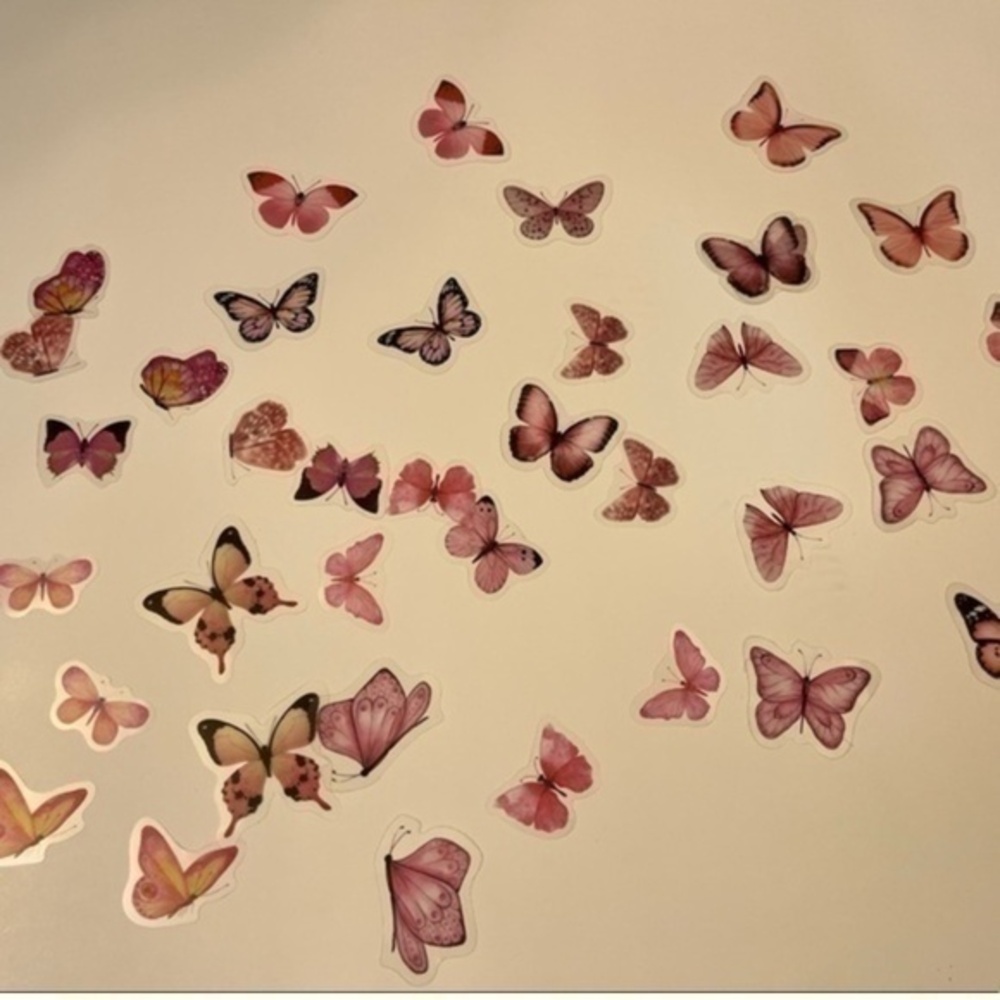 1 pack of pink butterflies stickers